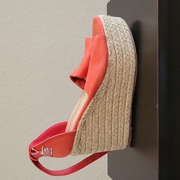 Size 6.5 Db Dk Fashion Coral Ankle Strap Espadrille Wedges - Picture 6 of 11
